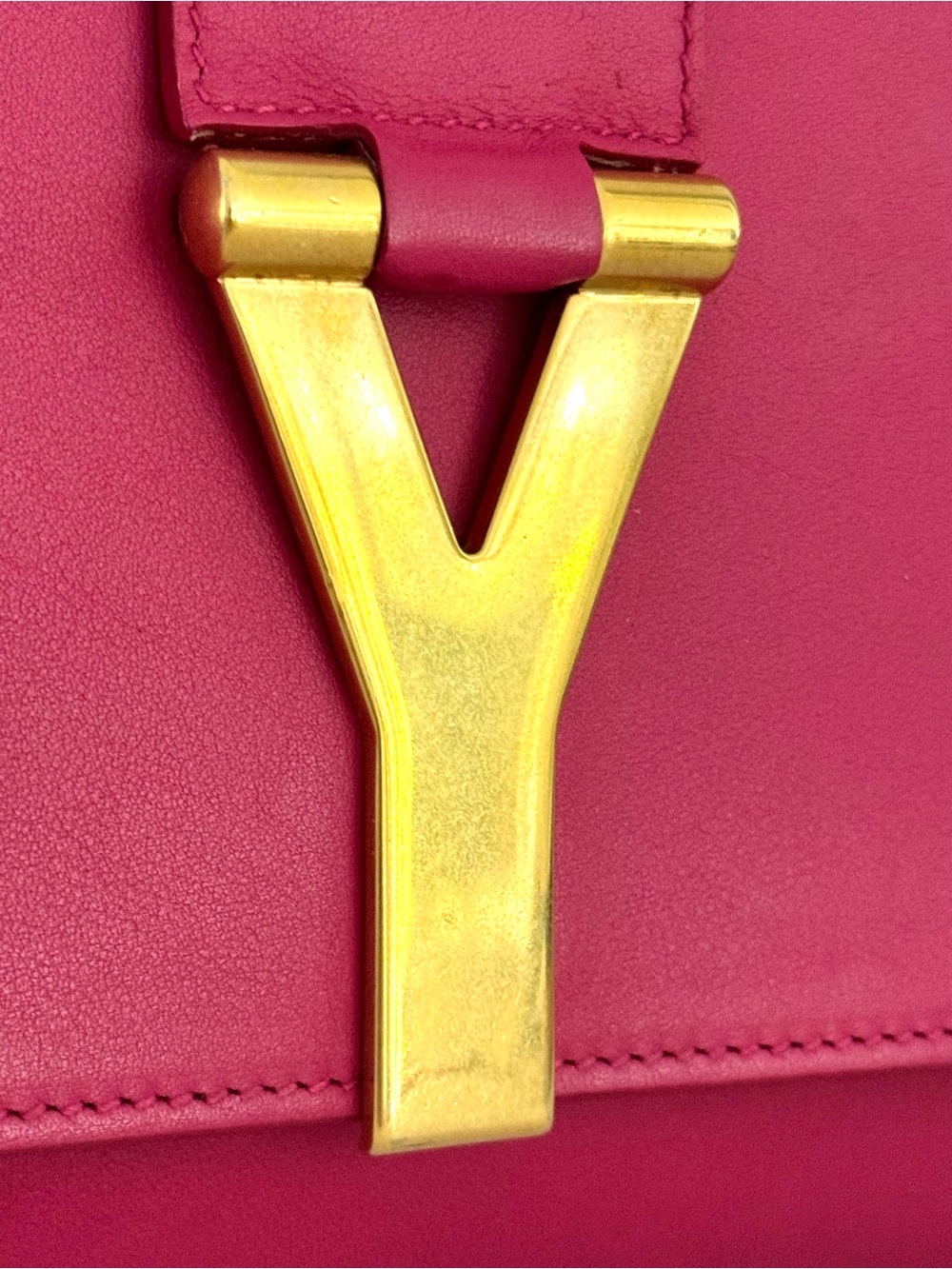 SAINT LAURENT Paris ChYc Y Ligne Fuchsia Pink Leather Clutch Authenticated COA - Picture 3 of 10